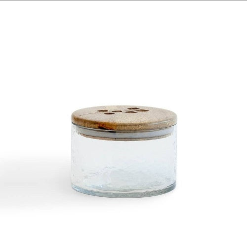 US Local Leaf Branch Glass Jar With Wooden Lid