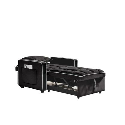 US Local Three-in  One Sofa Bed Chair Folding Sofa Bed Adjustable Back Into A Sofa Recliner Single Bed  Modern Chair Bed Berth Black