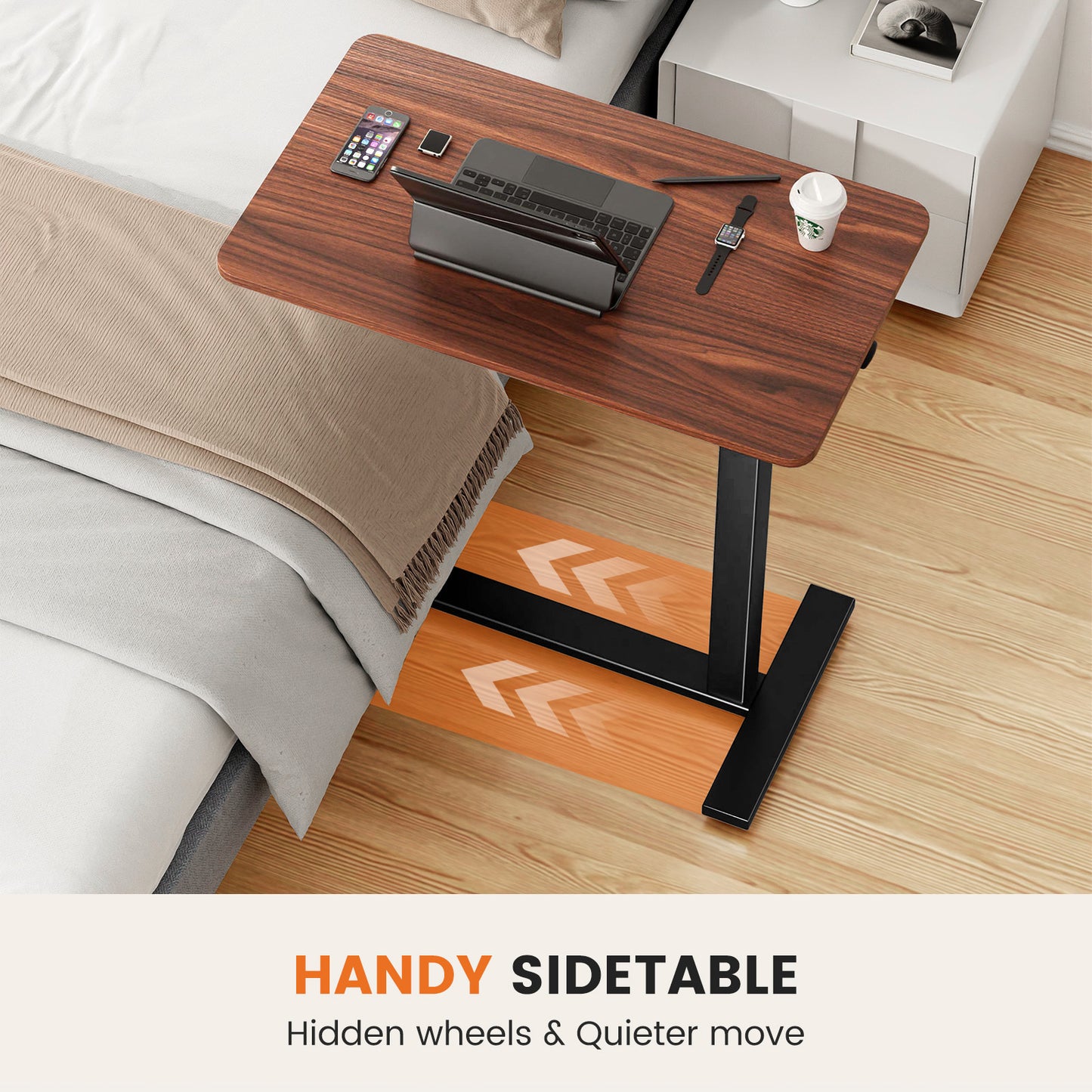 US Local Adjustable Mobile Bed Table, Computer Desk, Mobile Standing Table