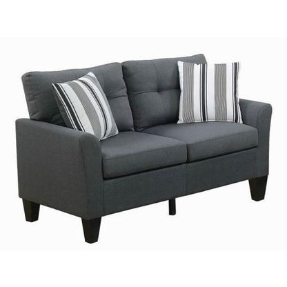 US Local Living Room Furniture 2pc Sofa Set Sofa And Loveseat Charcoal Glossy Polyfiber Plywood Solid Pine