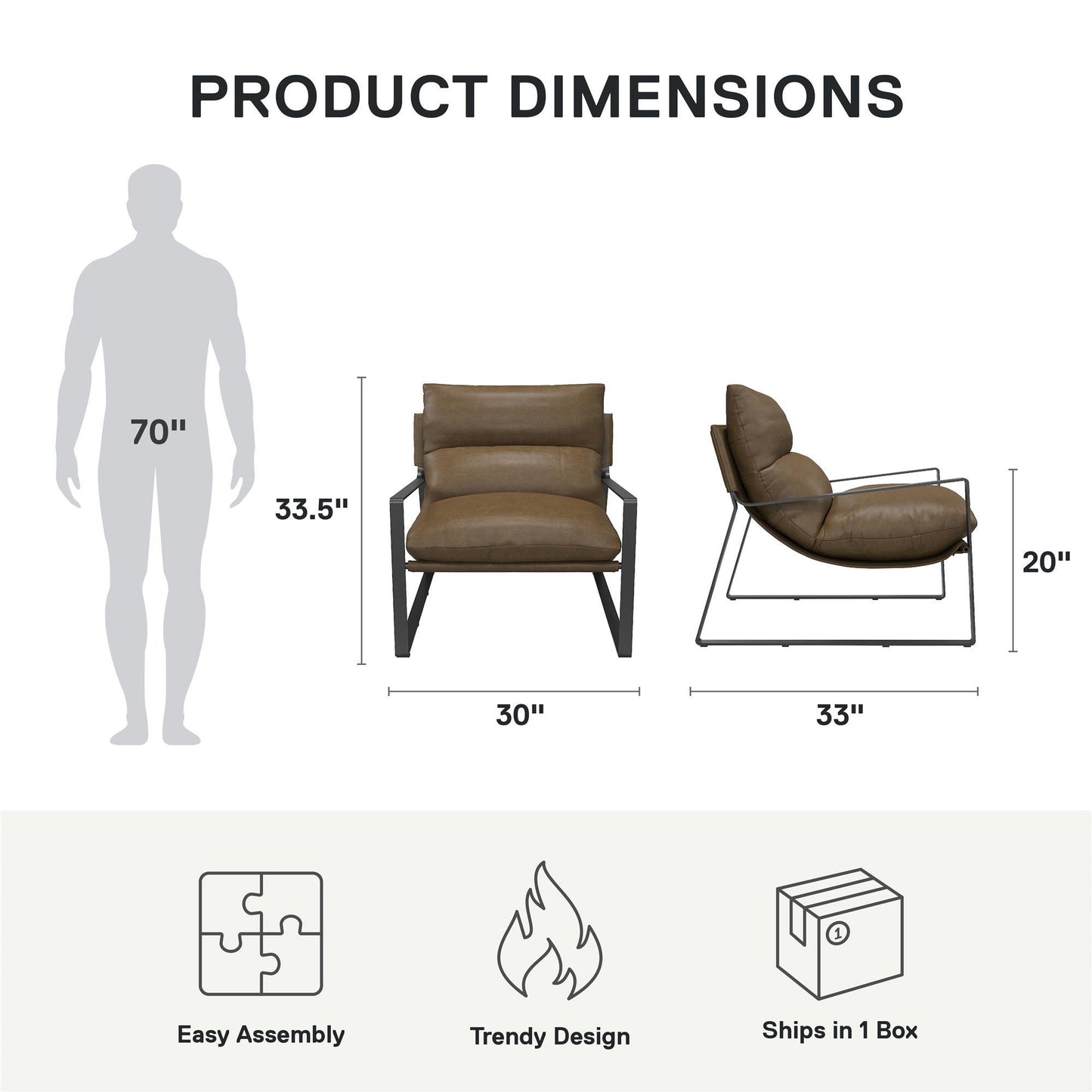 US Local Gatsby Upholstered Sling Accent Chair