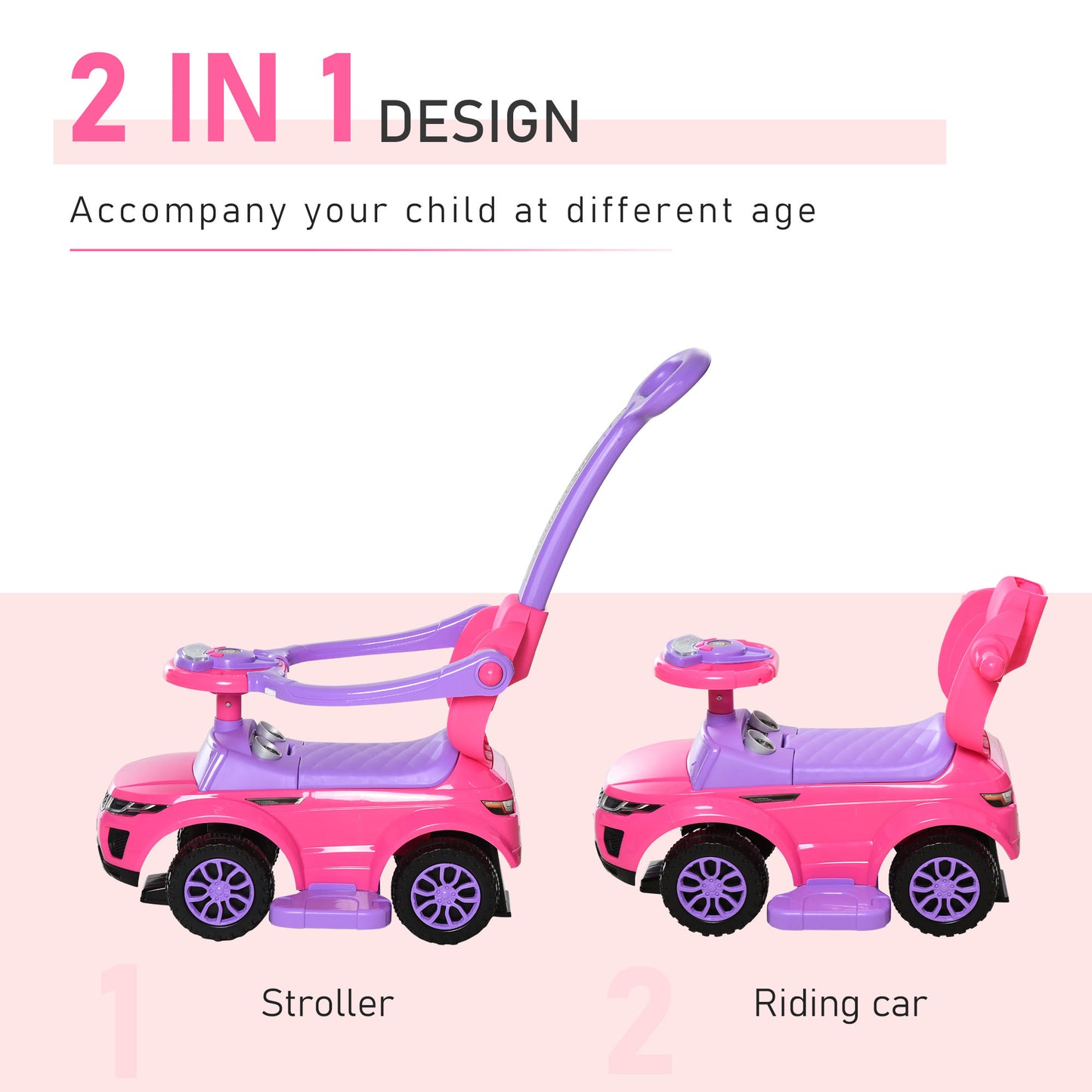 US Local 1 Push Cars for Toddlers Kid Ride on Push Car Stroller Sliding Car with Horn Music Light Function Secure Bar Ride on Toy for Boy Girl 1-3 Years Old