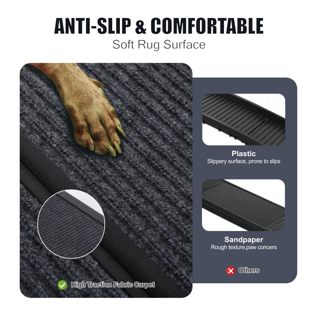 US Local Dog Ramp For Car 65x17 Large Folding Pet Stair Ramps For Truck, SUV, With Non-Slip Surface, Up To 250LBS, Outdoor Dog Car Ramp For Medium Large Dogs, Portable Pet Steps