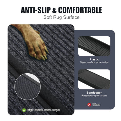 US Local Dog Ramp For Car 65x17 Large Folding Pet Stair Ramps For Truck, SUV, With Non-Slip Surface, Up To 250LBS, Outdoor Dog Car Ramp For Medium Large Dogs, Portable Pet Steps