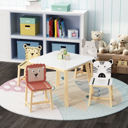 US Local Solid Wood Children's Table And Chair 5-piece Set