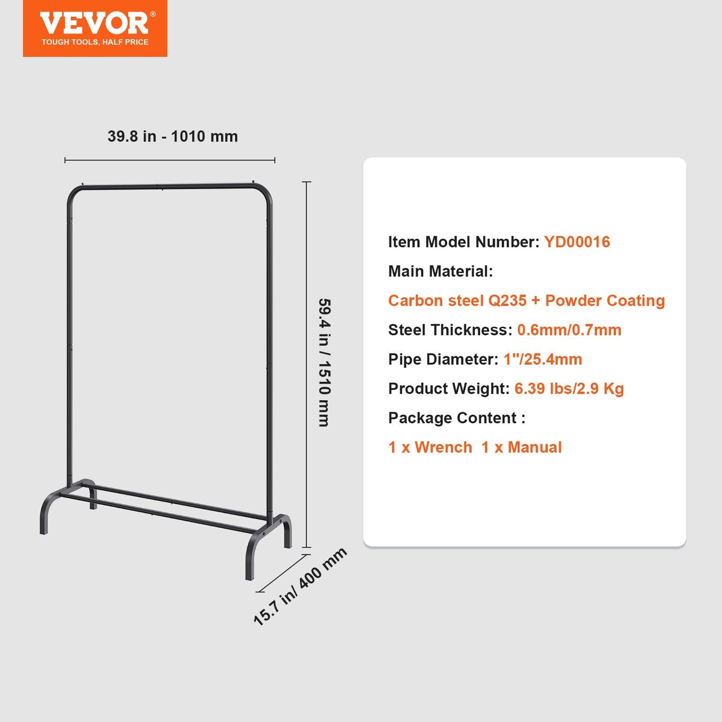 US Local VEVOR Clothes Rack, Heavy Duty Clothing Garment Rack With Hanging Rod And Bottom Storage Area, Clothing Rack For Bedroom Guest Room