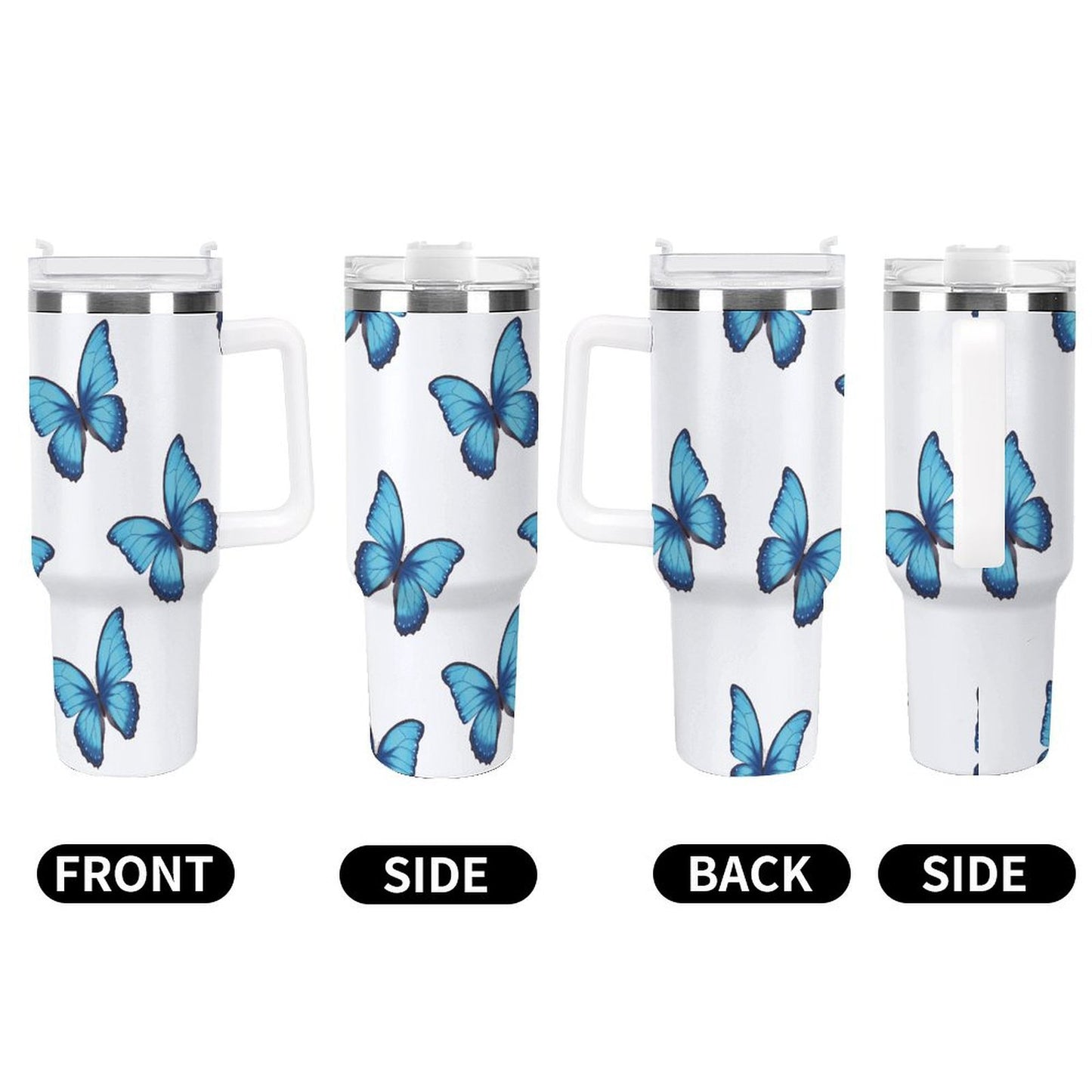PHDT00489 POD US Local Tumbler 40oz Large Capacity Car Cup Blue Morpho Butterfly