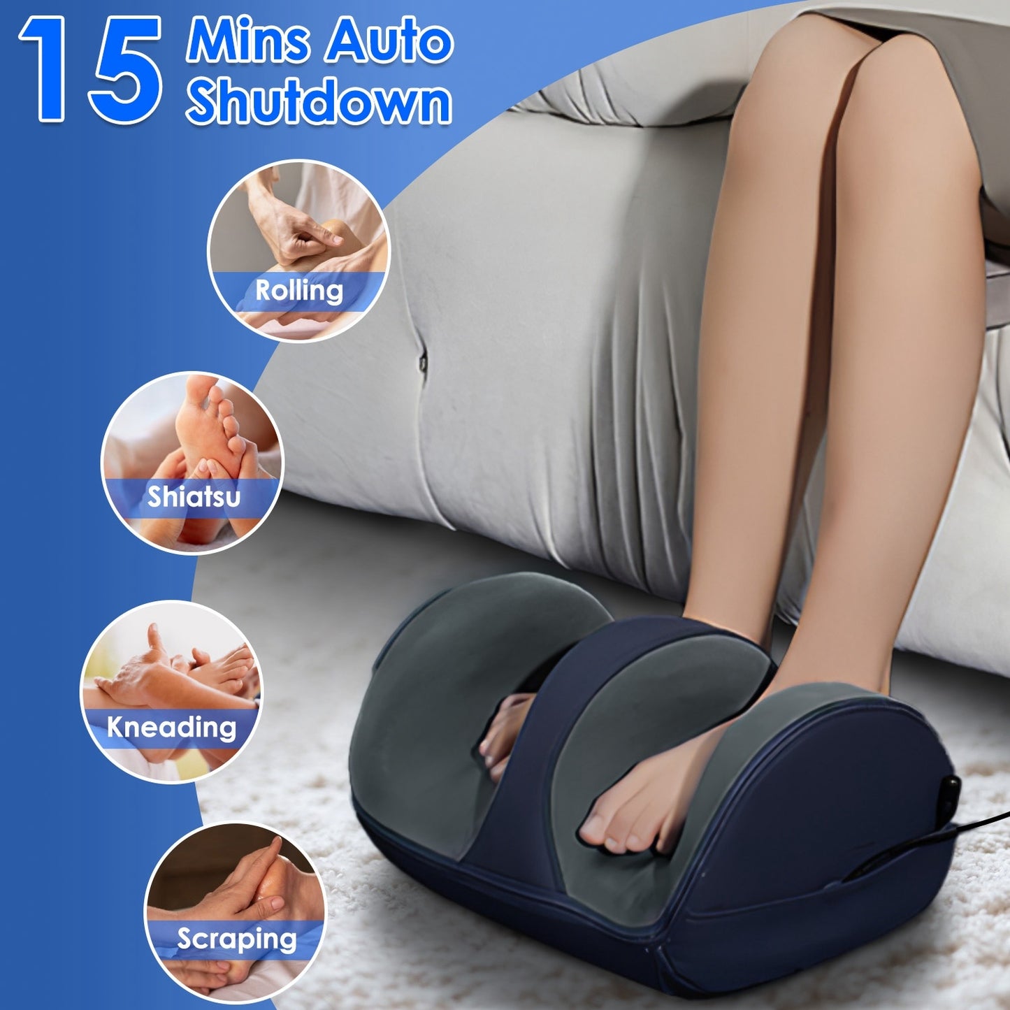 US Local Shiatsu Foot Massager With Heat Foot Calf Thigh Arm Massager Machine With 3 Modes 3 Intensity Levels Gifts For Mom Dad Lover