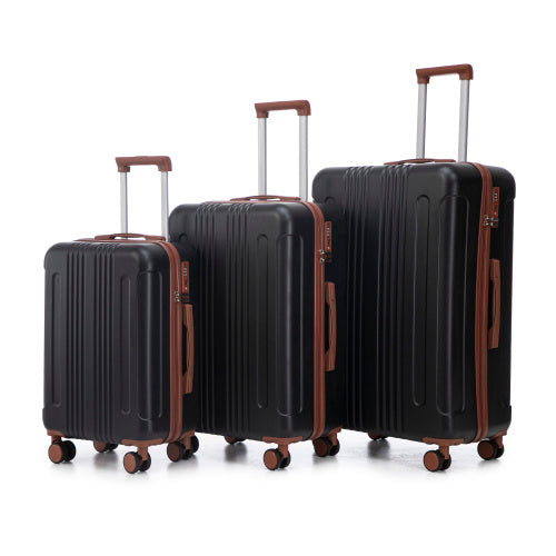 US Local 20   24  28  3 Pcs Set In ABS Spinner Wheel Luggage, Carry On Suitcase, Matching Color, TSA Combination Lock