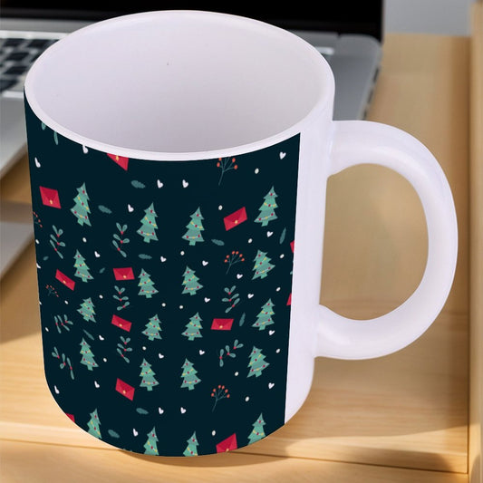 POD US Local White mug with full print, Christmas Tree Green 0040