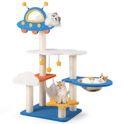 US Local 49 Inches Tall Cat Tree With UFO Top Perch Space Capsule And Sisal Scratching Posts