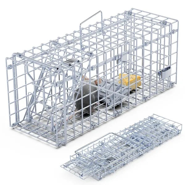 US Local 2Pcs Foldable Rat Trap Cage Humane Live Rodent Trap Cage Galvanized