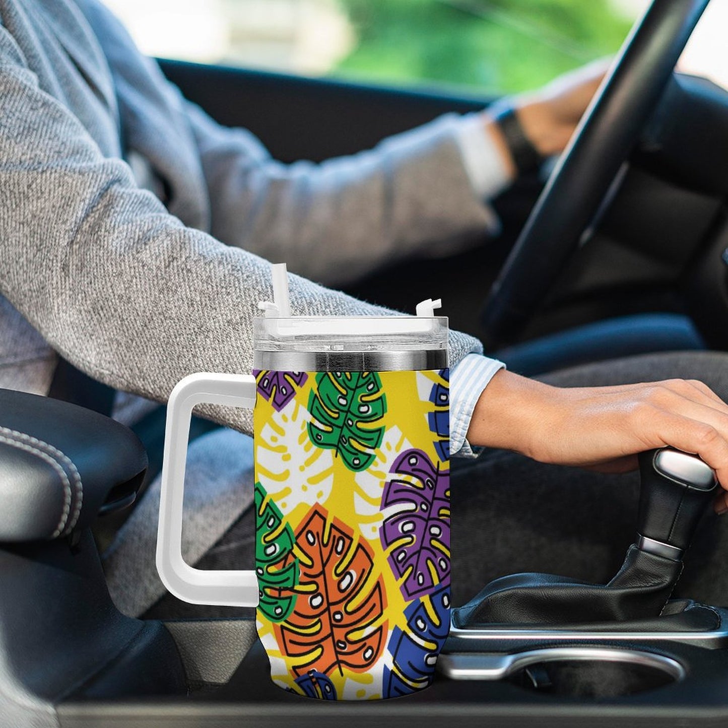 PHDT00391 POD US Local Tumbler 40 oz Large Capacity Car Cup Leaves