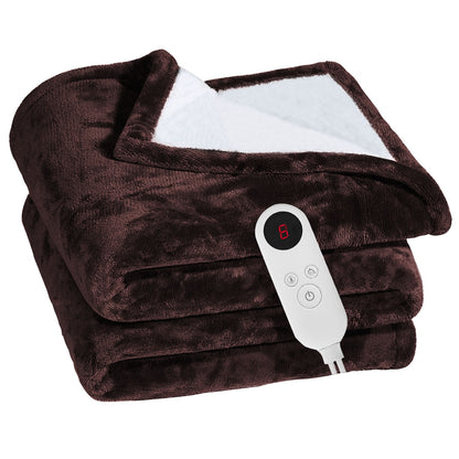 US Local 1 Pc Electric Heated Flannel Throw Heated Blanket With 6 Heat Settings 1-8 Hours Auto Off Washable For Home Office Usage 59x50in