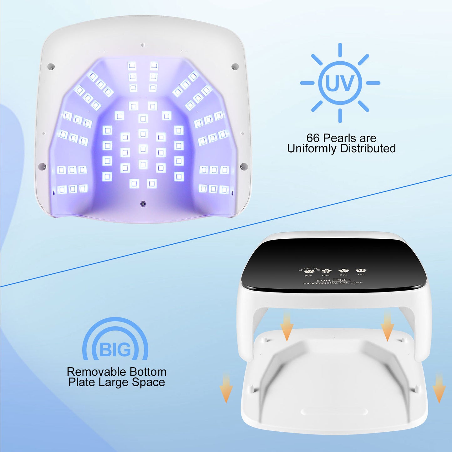 US Local UV Nail Lamp, Professional Cordless UV LED Lamp For Nails 66Pcs Lamp Beads Automatic Sensor Gel Nail Uv Light For Nail Art At Home And In Salons