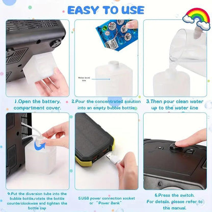 US Local New Automatic Bubble Machine With Upgraded Bubble Blower, Suitable For Children, Indoor And Outdoor Birthday Parties, Bubble Wands, Bubble Guns, Automatic Bubble Guns, Flower Bubble Machine.