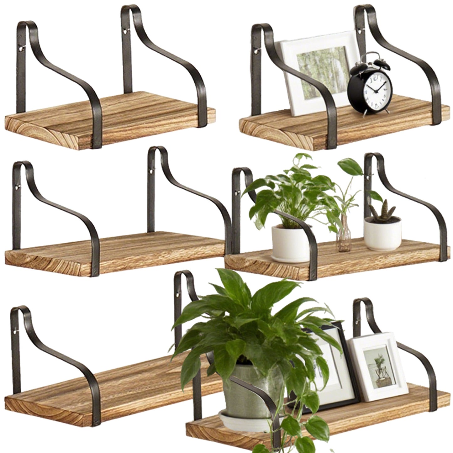 US Local 3 Pcs Wood Floating Shelves