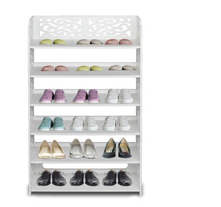 US Local Wood Plastic Board -6-story Carved Shoe Rack