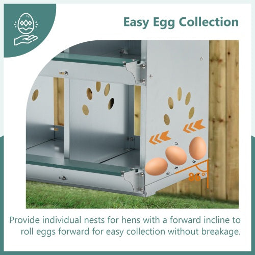 US Local 8 Compartment Chicken Nesting Boxes,For Laying Eggs, Metal Poultry Nest Box Wall Mount For Chickens, Hens, Large Vented Holes Chicken Coop Box