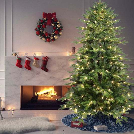 US Local PVC Christmas Tree, Christmas Decorations, Green, With Lights