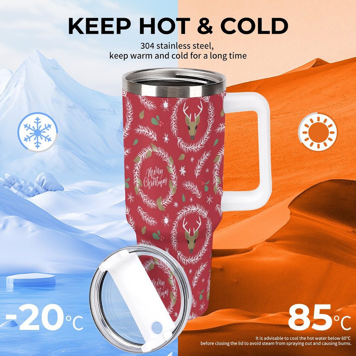 PHDT00159 POD US Local Tumbler 40 oz Large Capacity Car Cup Christmas