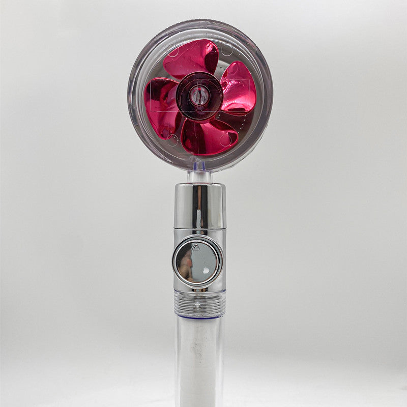 US Local Shower Head Water Saving Flow 360 Degrees Rotating With Small Fan ABS Rain High Pressure Spray Nozzle Bathroom Accessories