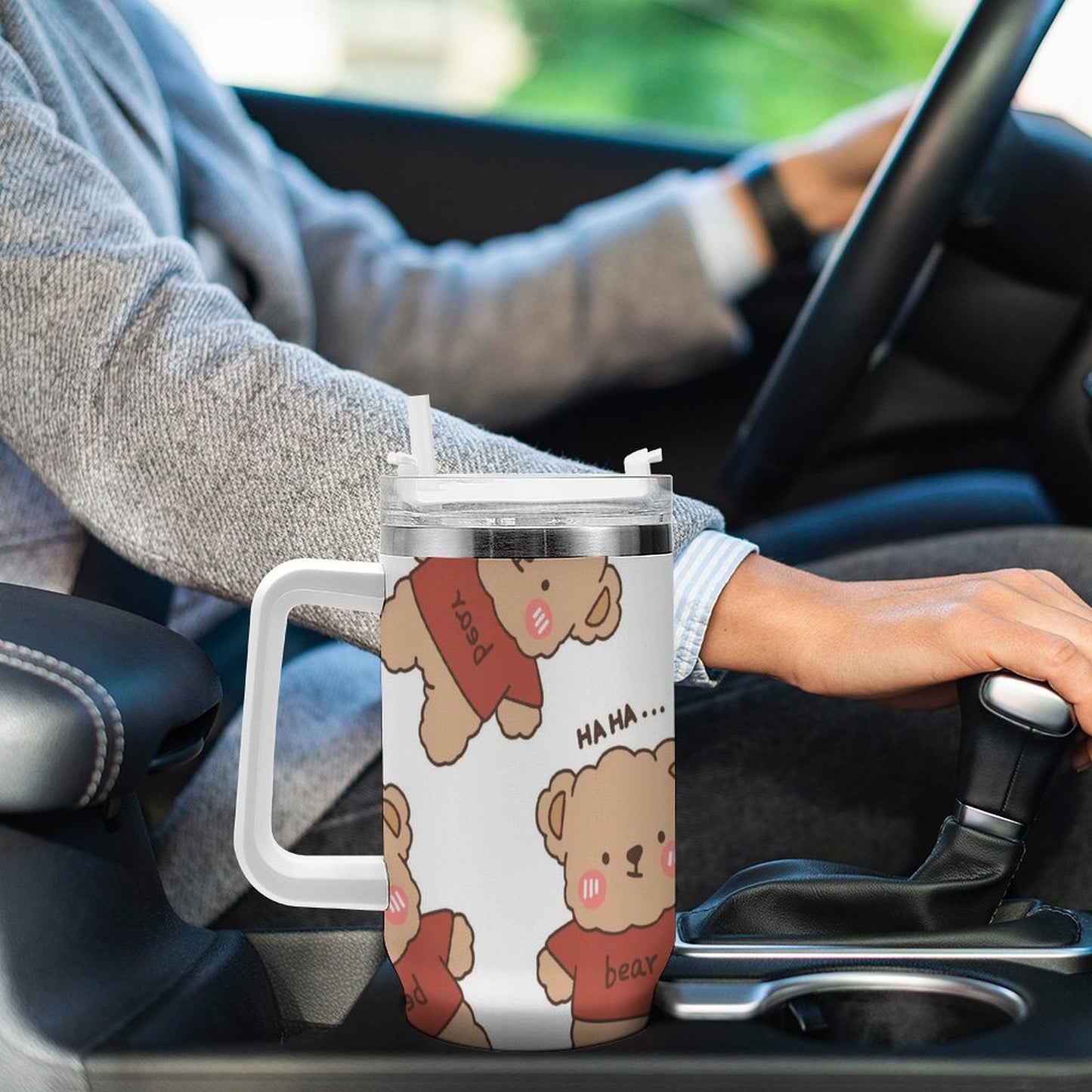 PHDT00486 POD US Local Tumbler 40oz Large Capacity Car Cup Teddy Bear