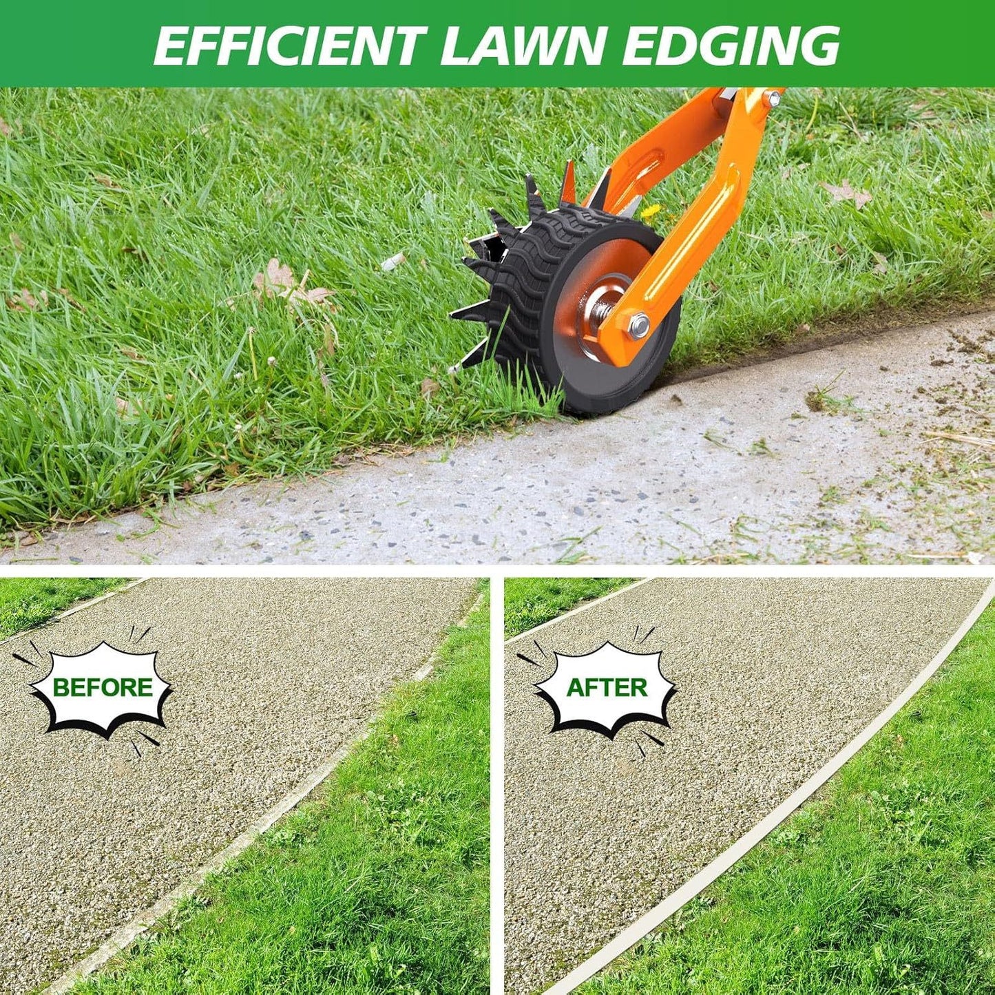 UK Local Wheel Rotary Edger, Sidewalk Manual Lawn Edger, Stainless Steel Handle, Adjustable Height -66.7Inch