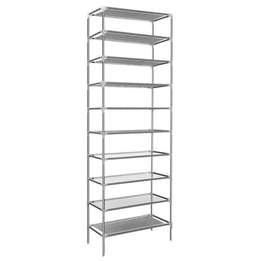 US Local 10 Tiers Shoes Rack Shelves 27 Pairs Shoes Storage Organizer Stand Non-Woven Fabric Detachable Shoes Tower Stackable Shoes Storage Rack For Entryway