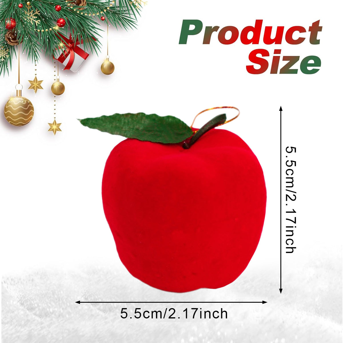 US Local 12 Packs Christmas Ornament Xmas Tree Fake Red Apples Hanging Decorations Holiday Tree Red Foam Ball Ornament Pendants For Christmas New Year Holiday Party Decor Supplies