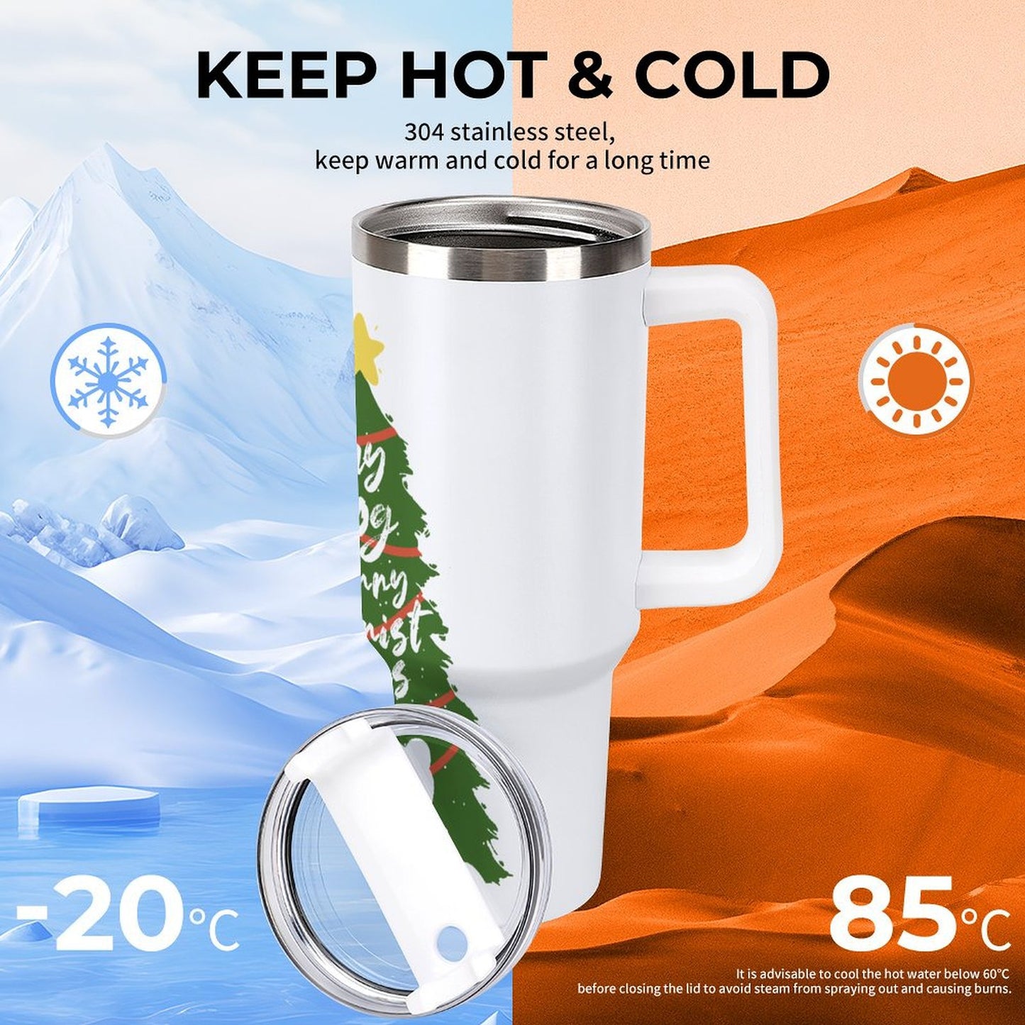 PHDT00300 POD US Local Tumbler 40 oz Large Capacity Car Cup Christmas Pet Cat Dog Tree Green