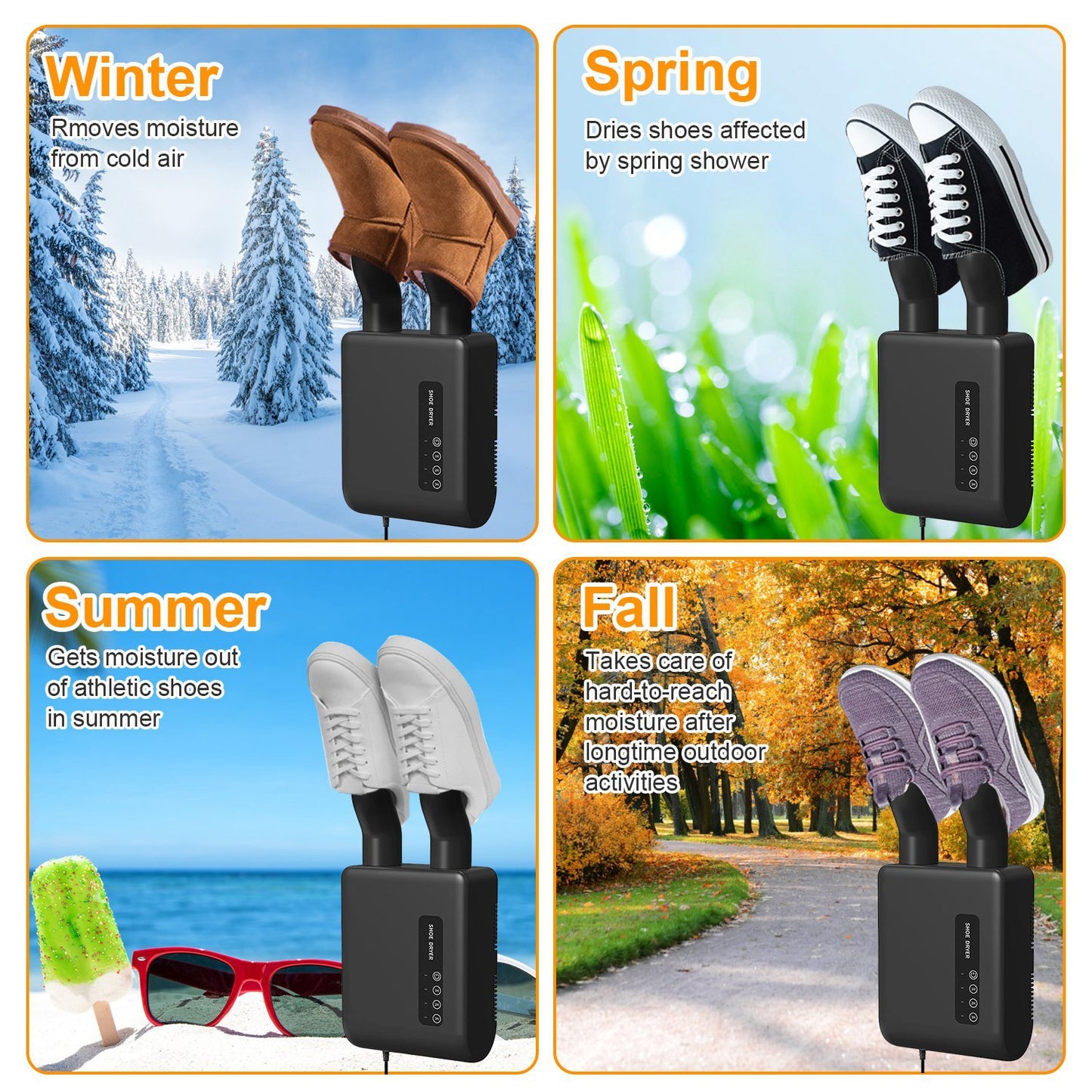 US Local 1Pc Portable Shoe Dryer Boot Shoe Warmer Deodorizer With 3 Timer Settings For Wet Boots Gloves Hats Garments