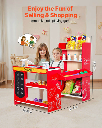 US Local Kids Grocery Store Playset Supermarket Play Toy Set With Cash Register