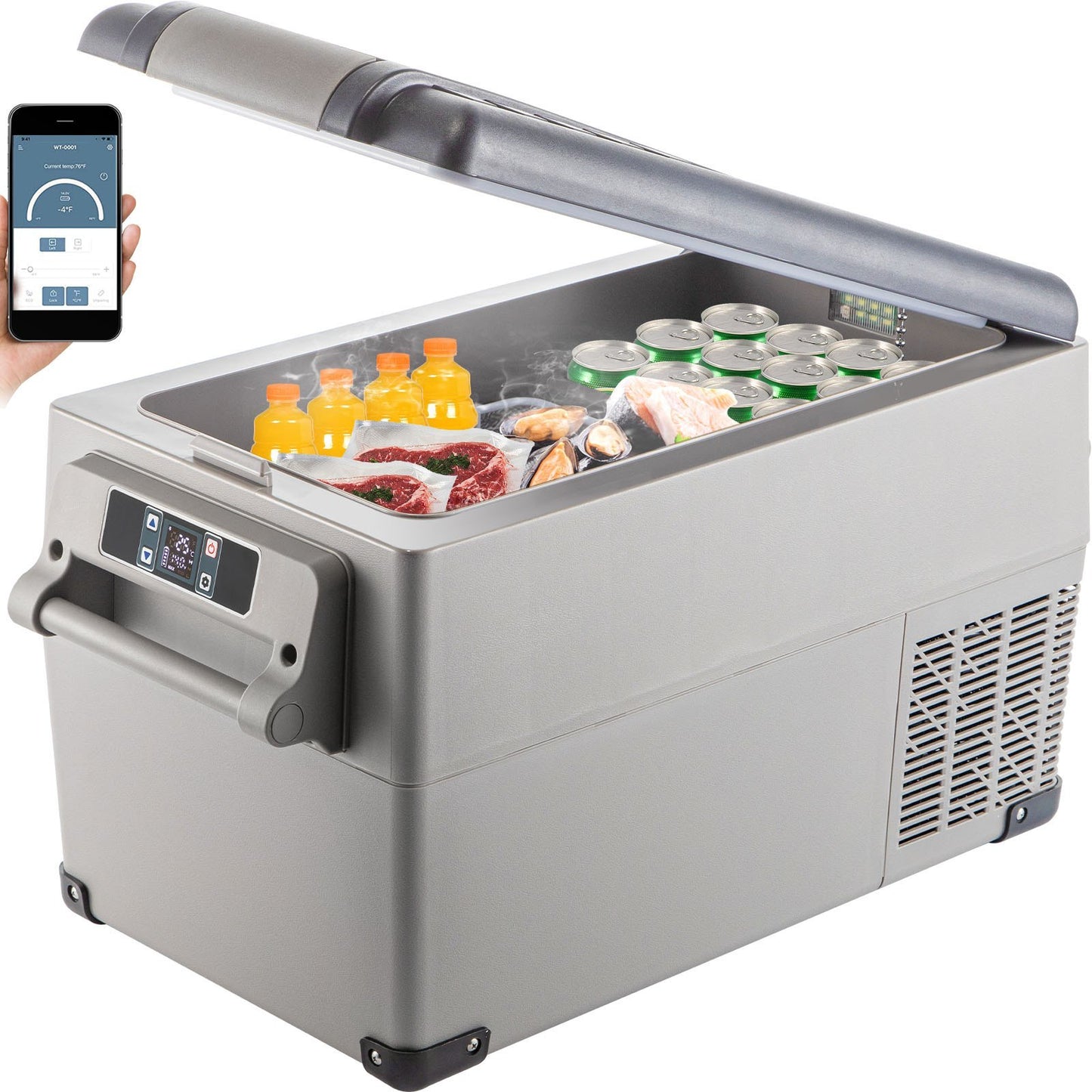US Local Portable Refrigerator 37 Quart(35 Liter),12 Volt Refrigerator App Control(-4¨H~68¨H), Car Refrigerator Dual Zone With 12/24v DC & 110-240v AC For Camping, Travel, Fishing, Outdoor Or Home Use