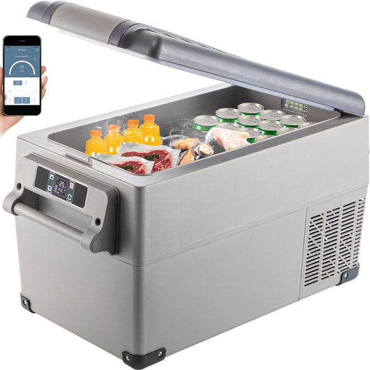 US Local Portable Refrigerator 37 Quart(35 Liter),12 Volt Refrigerator App Control(-4¨H~68¨H), Car Refrigerator Dual Zone With 12/24v DC & 110-240v AC For Camping, Travel, Fishing, Outdoor Or Home Use