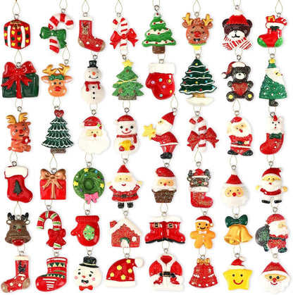 US Local 36PCS Mini Resin Christmas Ornaments Tiny Christmas Hanging Ornaments For Tree Xmas Miniatures Figurines Charms With String Resin Hanging Pendants For Holiday Party