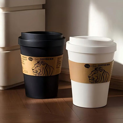 US Local 2025 New Elegant Lion Theme Coffee Cup Trash Can Deodorizing Push-On Lid Black And White Odor Resistance High Aesthetic Large Capacity