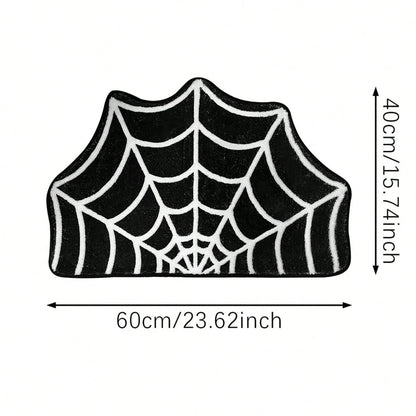 US Local Halloween Carpet 23.6x15.7 Inches And 31.5x19Inches Gothic Carpet Spider Web Indoor Rug Halloween Bathroom Mat Non-Slip Carpet Spider Web Bath Mat Suitable For Front Door, Bedroom, Living Room
