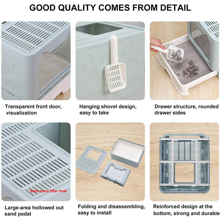 US Local Cat Litter Box Front Entry Enclosed Extra Large Litter Box With Litter Catching Lid And Scoop For Big Cats Kitty