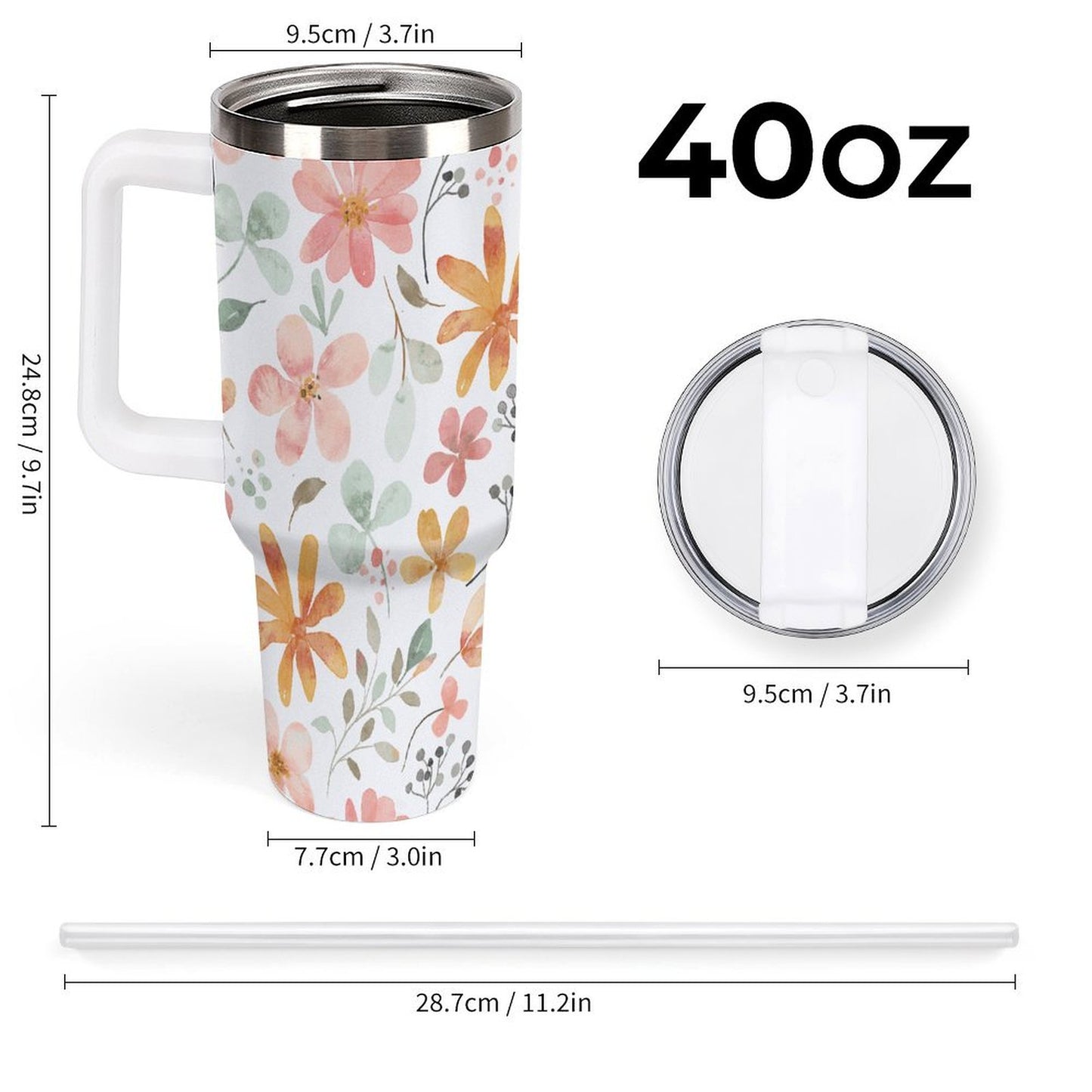 PHDT00364 POD US Local Tumbler 40 oz Large Capacity Car Cup Flower