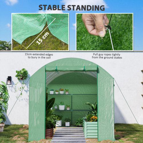 UK Local Outsunny 9.8 X 6.6ft Walk-In Polytunnel Greenhouse - Green