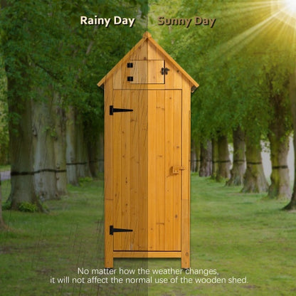 US Local 30.3L X 21.3W X 70.5H Outdoor Storage Cabinet Tool Shed Wooden Garden Shed Natural