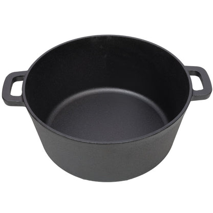 US Local One In One Pre Seasoned Cast Iron Dutch Oven With Dual Handles, Outdoor Camping Deep Pot, With 2 Silicone Handle Covers