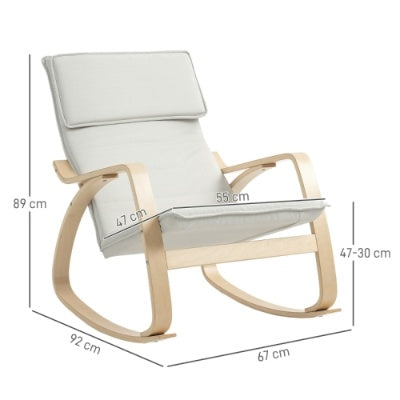 UK Local HOMCOM Comfortable Relax Rocking Chair, Upholstered Lounge Chair Recliner With High Back And Headrest For Living Room, Bedroom, Cream White