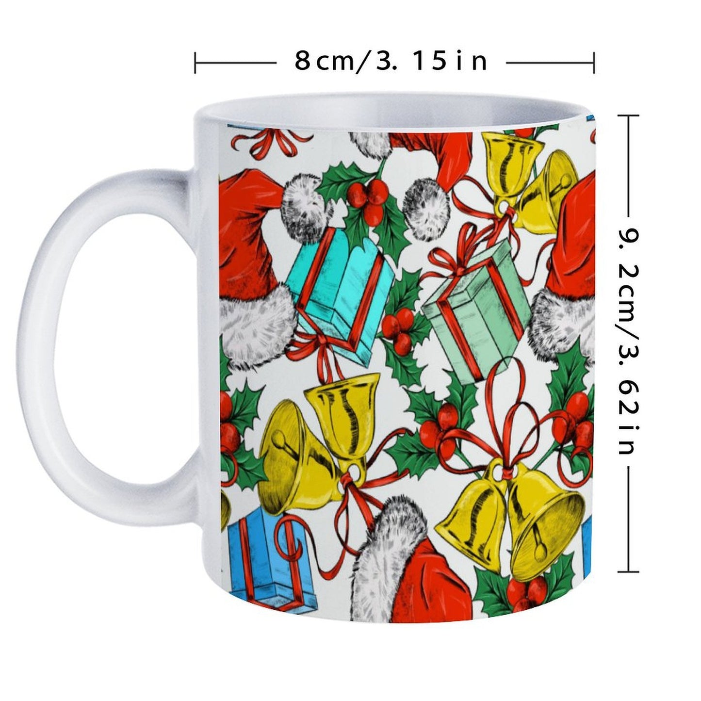 POD US Local White mug with full print, Christmas Hats, Bells, Gifts 0004