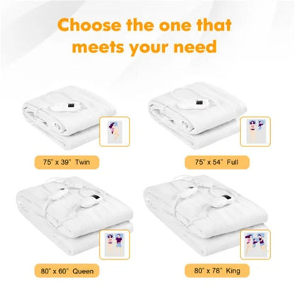 US Local 80' X 60' Electric Heated Mattress Pad With Adjustable Temperatures 10 H Timer