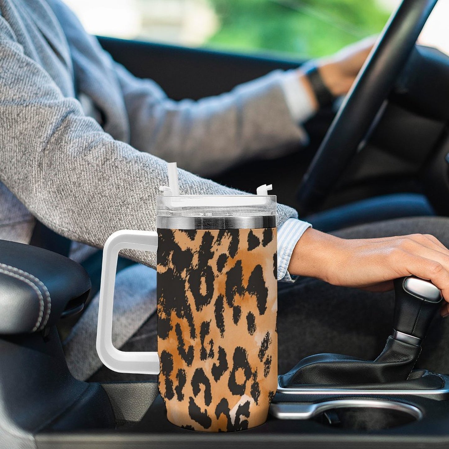 PHDT00398 POD US Local Tumbler 40 oz Large Capacity Car Cup Leopard