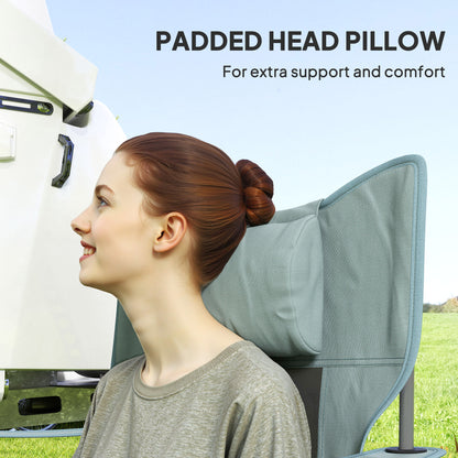 US Local Folding Rocking Camping Chairs, Portable Chairs With Headrest, Cooler Bag, Cup Holder, Carry Bag, 2 Pack, Gray