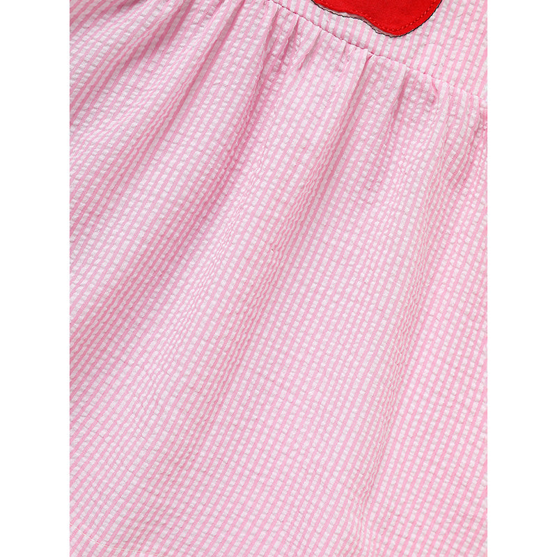 US Local Kids Baby Girl Back To School Outfit, First Day Of School, Summer Ruffle Sleeves Applique Top & Shorts Set