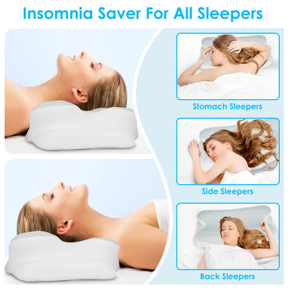 US Local 1 Pc Orthopedic Memory Foam Pillow With Cooling Case Neck Support Pillow With Machine Washable Case For Side Back Stomach Sleepers